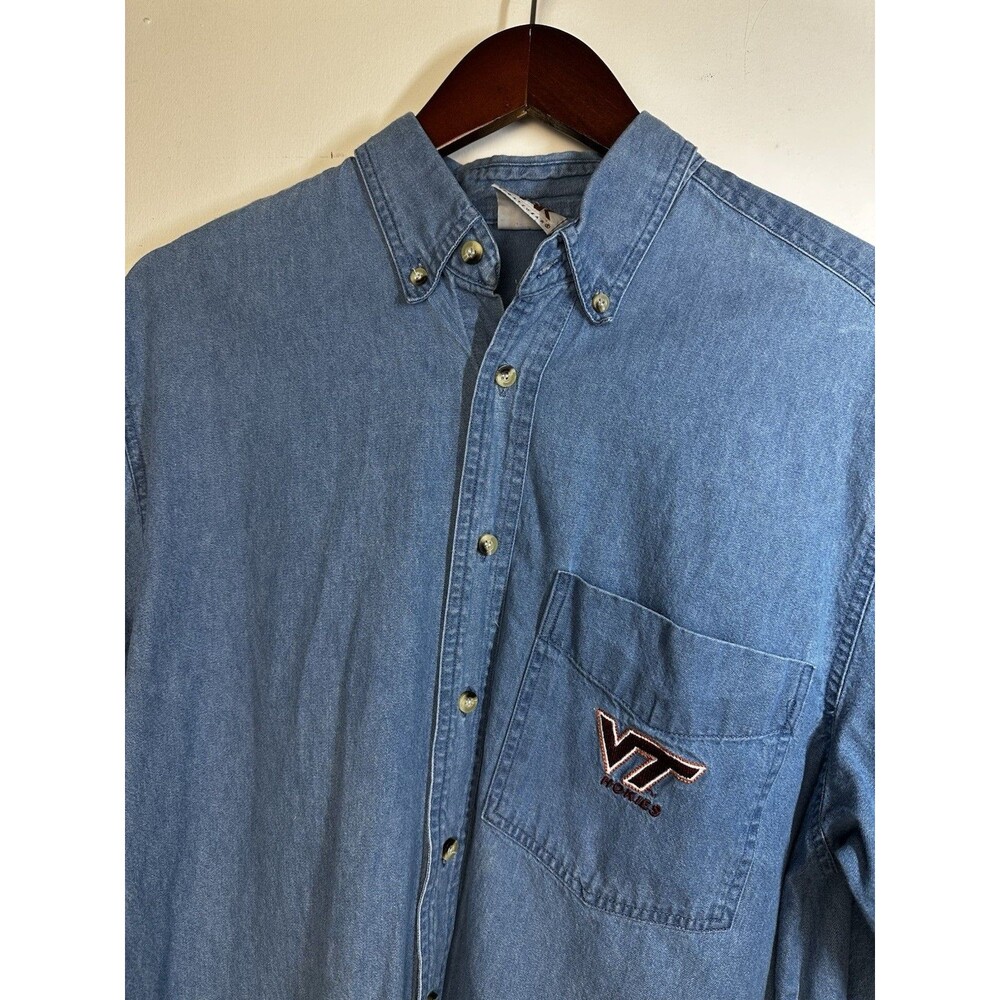 Vintage 90s Virginia Tech Denim Shirt Red Oak Men’s Medium